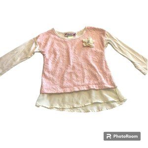 Speechless girl's long sleeve pink and white Lace Jumper with flower sz 4T